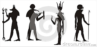 Egyptian gods silhouette Vector Illustration