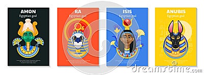 Egyptian Gods Vertical Posters Vector Illustration