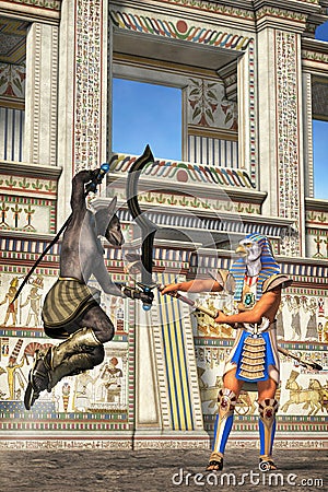 Egyptian goods duelling Cartoon Illustration