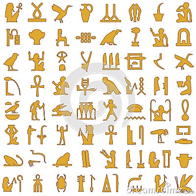 Egyptian hieroglyphs Decorative Set 1 Vector Illustration