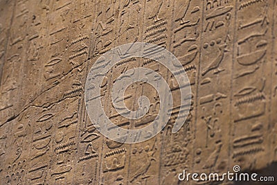 Egyptian hieroglyphs in detail Editorial Stock Photo