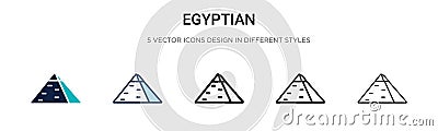 Egyptian icon in filled, thin line, outline and stroke style. Vector illustration of two colored and black egyptian vector icons Vector Illustration