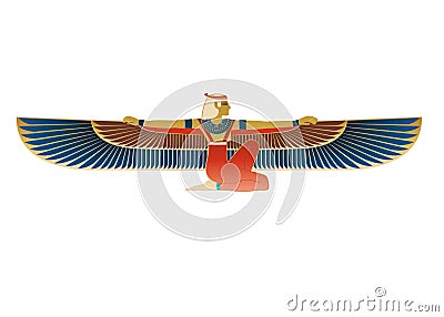 Egyptian Icon Winged Figure Vector Illustration