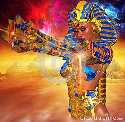 Egyptian Magic! This Powerful female anointed herself Pharaoh of Egypt. Stock Photo