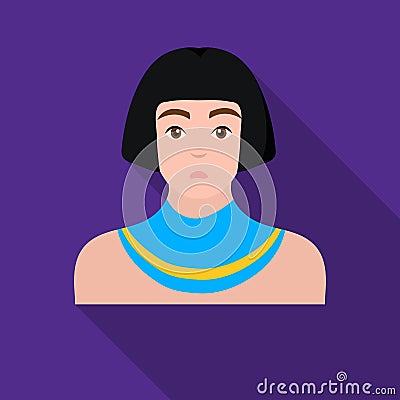 Egyptian man icon in flat style isolated on white background. Ancient Egypt symbol stock vector illustration. Vector Illustration