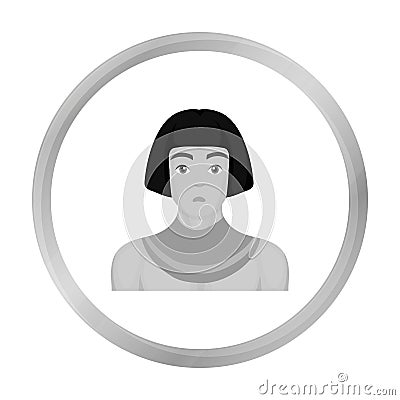 Egyptian man icon in monochrome style isolated on white background. Ancient Egypt symbol stock vector illustration. Vector Illustration