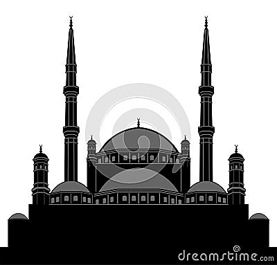 Egyptian Mosque Silhouette Vector Illustration