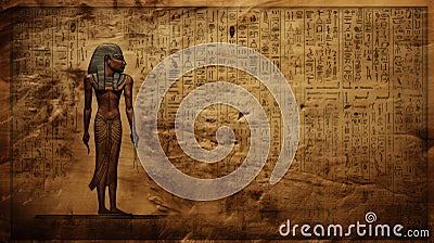 Egyptian mummy on the background of ancient Egyptian hieroglyphs created with Generative AI Stock Photo