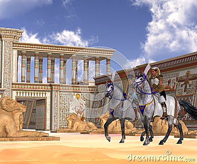 Egyptian Nobility on Horseback Stock Photo