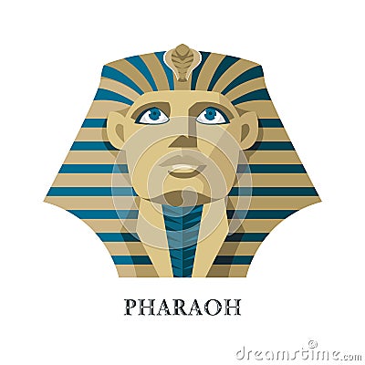 Egyptian pharaoh in headdress golden Vector Illustration