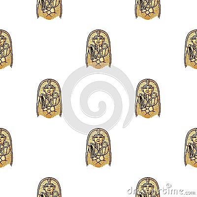 Egyptian pharaoh sarcophagus icon in cartoon style isolated on white background. Museum pattern stock vector Vector Illustration