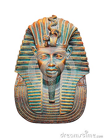 Egyptian pharaoh statuette isolated on white Stock Photo