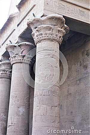 Egyptian pillars with hyroglyphics Stock Photo