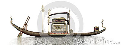 Egyptian sacred barge with tomb - 3D render Stock Photo