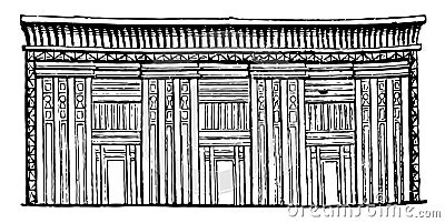 Egyptian Sarcophagus or tomb of stone, stone chest, vintage engraving Vector Illustration