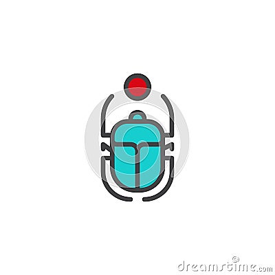 Egyptian Scarab filled outline icon Vector Illustration