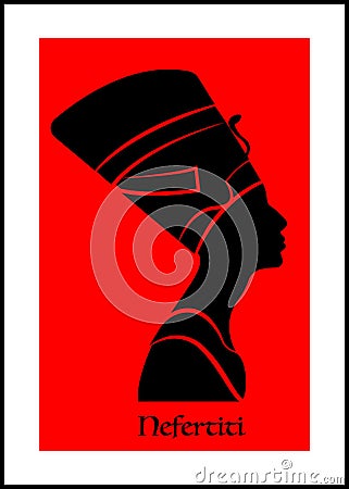 Egyptian silhouette icon. Queen Nefertiti. Vector portrait Profile isolated Vector Illustration