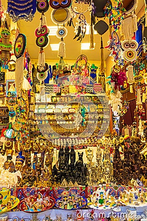 Egyptian souvenirs on display at Global Village pavilion DubaÐ¸ Editorial Stock Photo