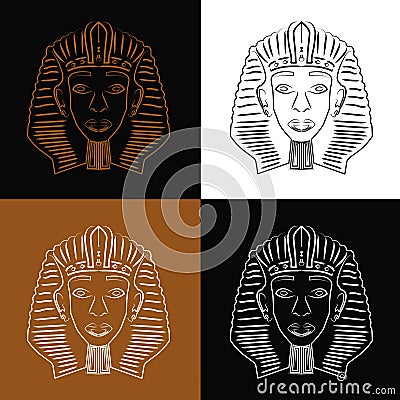 Egyptian sphinx head line art logo design in 4 colors model. Icon, simple element line art logo egyptian sphinx Vector Illustration