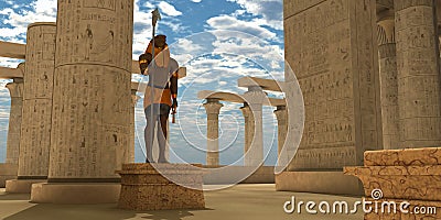 Egyptian Statue of Horus Stock Photo