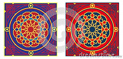 Egyptian Tent Fabric Pattern 3-Red & Blue Royalty Free 