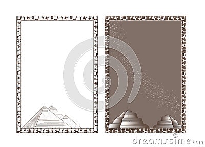 Egyptian-themed vector frames with pyramides Vector Illustration