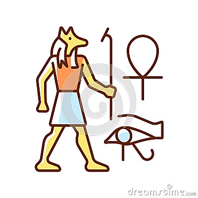 Egyptian wall drawings RGB color icon Vector Illustration