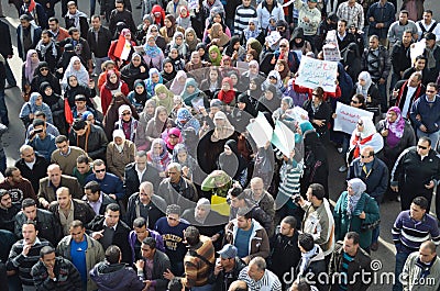 Egyptians protesting army brutality against women Editorial Stock Photo