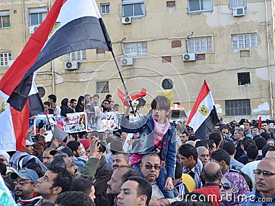 Egyptians protesting army brutality against women Editorial Stock Photo