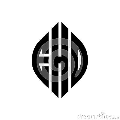 EHO circle letter logo design with circle and ellipse shape. EHO ellipse letters with typographic style. The three initials form a Vector Illustration