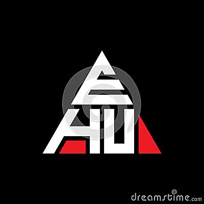 EHU triangle letter logo design with triangle shape. EHU triangle logo design monogram. EHU triangle vector logo template with red Vector Illustration
