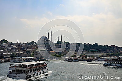 Sehzade Mosque and River Bosporous Editorial Stock Photo