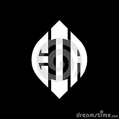 EIA circle letter logo design with circle and ellipse shape. EIA ellipse letters with typographic style. The three initials form a Vector Illustration