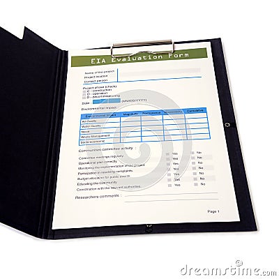 EIA form on clipboard. Stock Photo
