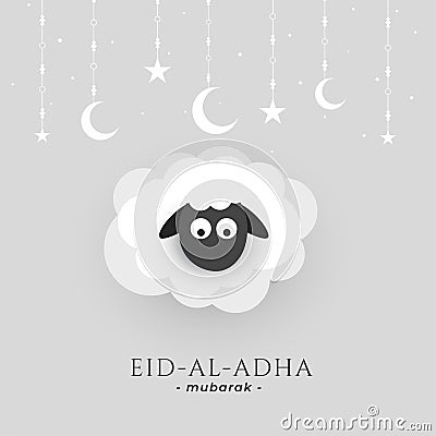 Eid al adha background with sheep and moon star Vector Illustration