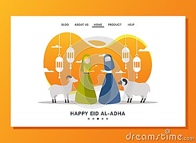 Eid al Adha landing page concept Vector Illustration