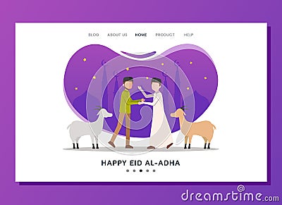 Eid al Adha landing page concept Vector Illustration