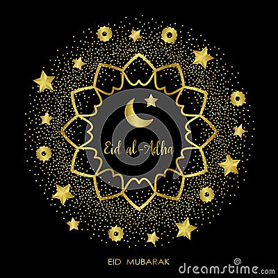 Eid al Adha Luxury Golden Holiday Template Vector Illustration