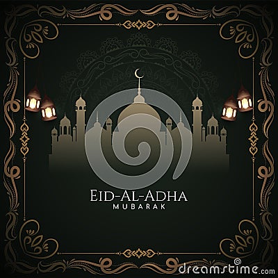 Eid Al Adha mubarak artistic frame islamic background design Vector Illustration