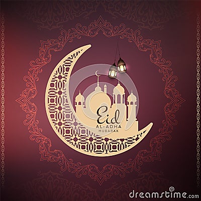 Eid Al Adha mubarak crescent moon artistic background design Vector Illustration