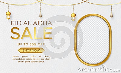 Eid al adha mubarak sale promotion background Vector Illustration