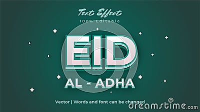 Eid Al - Adha text effect design. For advertisement, poster, banner, promotion Vector Illustration