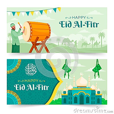 Eid al-fitr banners in flat design Stock Photo