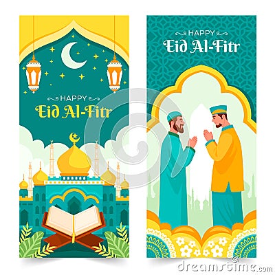 Eid al-fitr banners in flat design Stock Photo