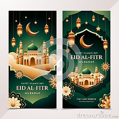 Eid al-fitr banners in realistic design Stock Photo