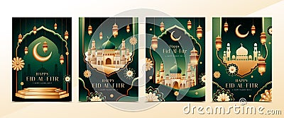 Eid al-fitr cards in realistic design Stock Photo