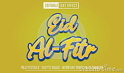 Eid Al-Fitr 3d text effect editable Vector Illustration