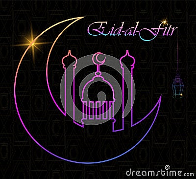 Eid Al Fitr greeting card Vector Illustration