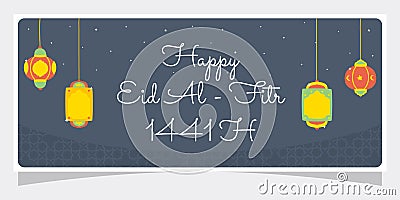 Eid Al - Fitr 1441 H Banner Vector Design. Vector Illustration
