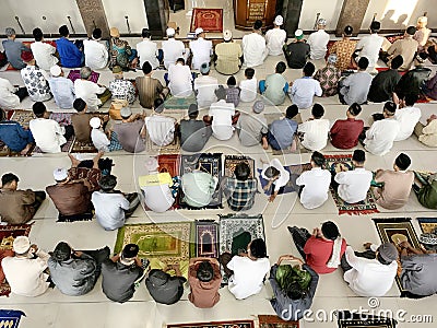 Eid al-Fitr prayer at the mosque. SIDOARJO-INDONESIA, 22 April 2023 Editorial Stock Photo